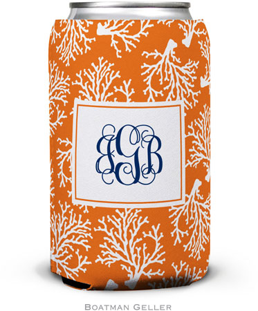 Boatman Geller - Personalized Can Koozies (Coral Repeat)