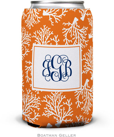 Personalized Can Koozies by Boatman Geller (Coral Repeat)