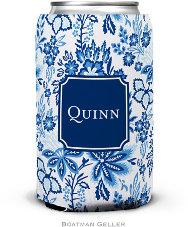 Personalized Can Koozies by Boatman Geller (Classic Floral Blue Preset)