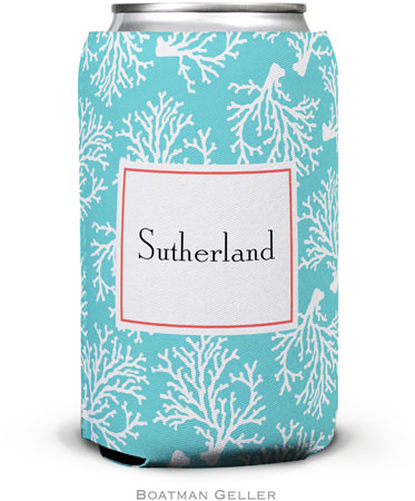 Boatman Geller - Personalized Can Koozies (Coral Repeat Teal)
