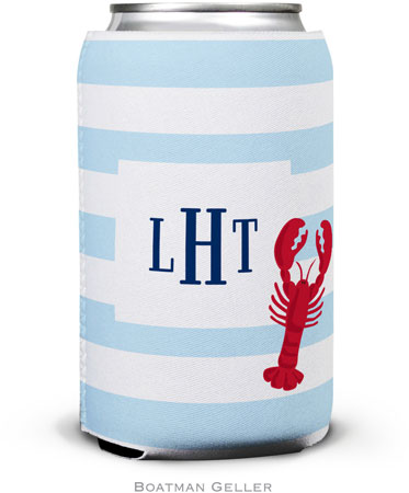 Personalized Can Koozies by Boatman Geller (Stripe Lobster)