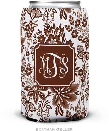 Personalized Can Koozies by Boatman Geller (Classic Floral Brown Preset)