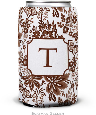 Boatman Geller - Personalized Can Koozies (Classic Floral Brown)