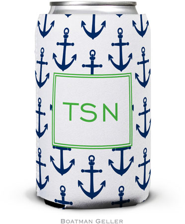 Personalized Can Koozies by Boatman Geller (Anchors Navy)