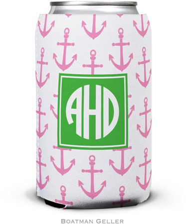 Boatman Geller - Personalized Can Koozies (Anchors Pink Preset)