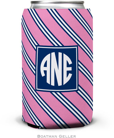 Personalized Can Koozies by Boatman Geller (Repp Tie Pink & Navy Preset)