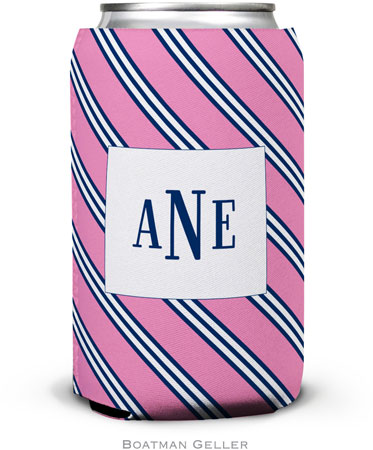 Personalized Can Koozies by Boatman Geller (Repp Tie Pink & Navy)