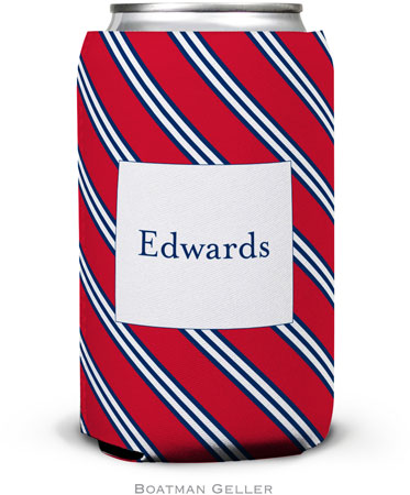 Personalized Can Koozies by Boatman Geller (Repp Tie Red & Navy)