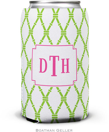 Personalized Can Koozies by Boatman Geller (Bamboo Green & Raspberry)