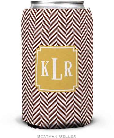 Personalized Can Koozies by Boatman Geller (Herringbone Chocolate Preset)