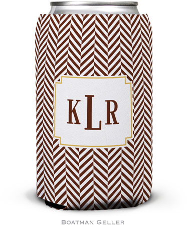 Personalized Can Koozies by Boatman Geller (Herringbone Chocolate)