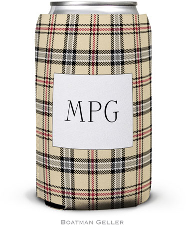 Boatman Geller - Personalized Can Koozies (Town Plaid)