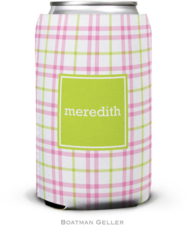Personalized Can Koozies by Boatman Geller (Miller Check Pink & Green Preset)