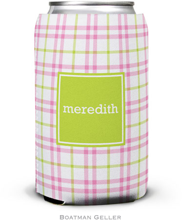 Personalized Can Koozies by Boatman Geller (Miller Check Pink & Green Preset) Personalized Can Koozies by Boatman Geller (Miller Check Pink & Green Preset)