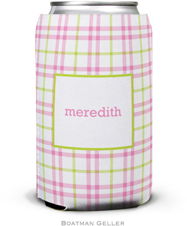 Personalized Can Koozies by Boatman Geller (Miller Check Pink & Green) Personalized Can Koozies by Boatman Geller (Miller Check Pink & Green)