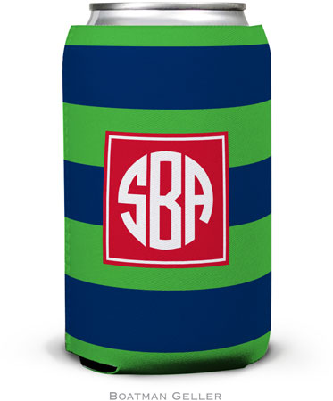 Personalized Can Koozies by Boatman Geller (Rugby Navy & Kelly Preset)