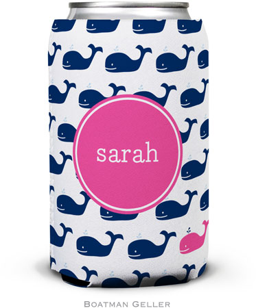 Boatman Geller - Personalized Can Koozies (Whale Repeat Navy Preset)