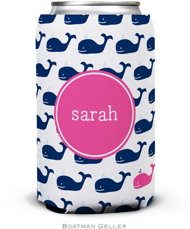 Personalized Can Koozies by Boatman Geller (Whale Repeat Navy Preset)