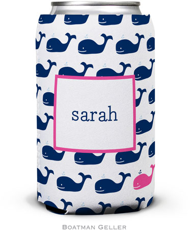 Personalized Can Koozies by Boatman Geller (Whale Repeat Navy)