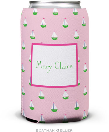 Personalized Can Koozies by Boatman Geller (Little Sailboat Pink)