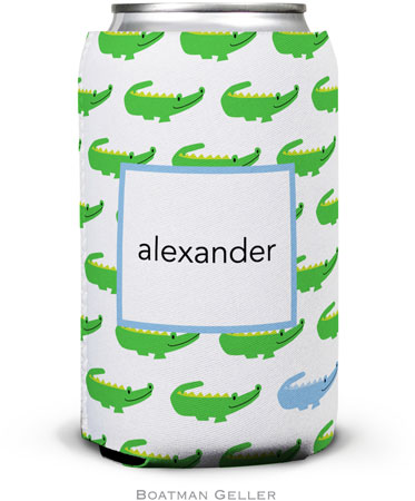 Personalized Can Koozies by Boatman Geller (Alligator Repeat Blue)