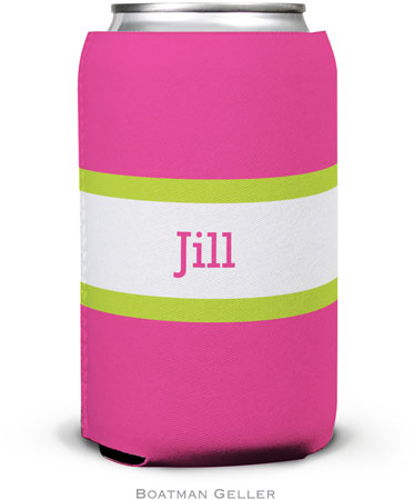 Personalized Can Koozies by Boatman Geller (Stripe Raspberry & Lime)