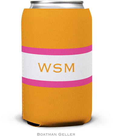 Personalized Can Koozies by Boatman Geller (Stripe Tangerine & Raspberry)