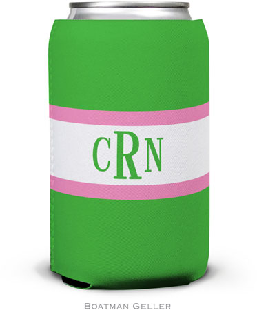 Personalized Can Koozies by Boatman Geller (Stripe Kelly & Bubblegum)