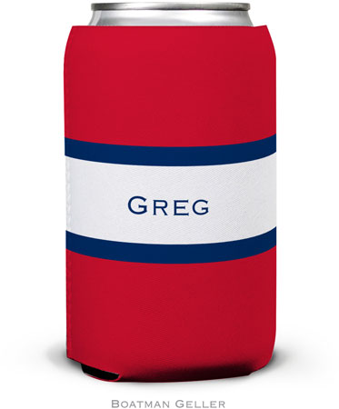 Personalized Can Koozies by Boatman Geller (Stripe Red & Navy)