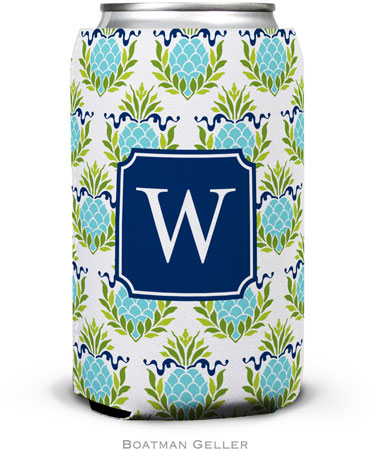 Personalized Can Koozies by Boatman Geller (Pineapple Repeat Teal Preset)