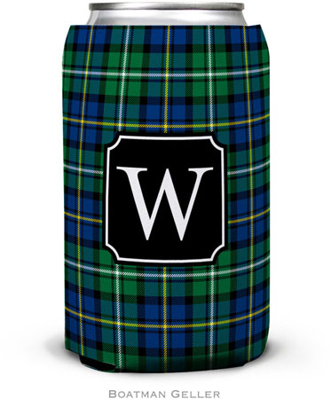 Personalized Can Koozies by Boatman Geller (Black Watch Plaid Preset)