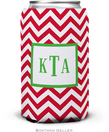 Boatman Geller - Personalized Can Koozies (Chevron Red)
