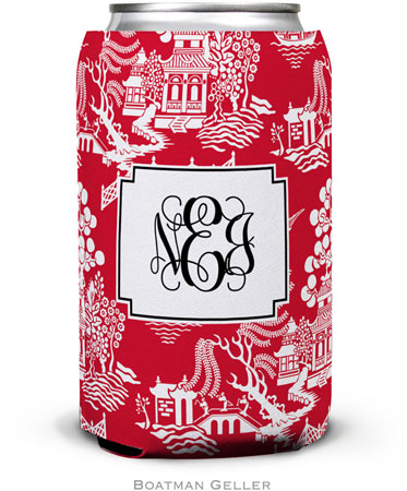 Personalized Can Koozies by Boatman Geller (Chinoiserie Red)
