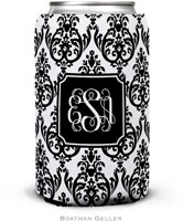 Personalized Can Koozies by Boatman Geller (Madison Damask White with Black Preset)