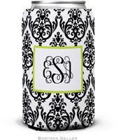 Personalized Can Koozies by Boatman Geller (Madison Damask White with Black)