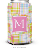 Personalized Can Koozies by Boatman Geller (Madras Patch Pink Preset)