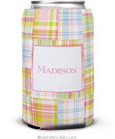 Personalized Can Koozies by Boatman Geller (Madras Patch Pink)