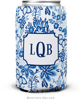 Boatman Geller - Personalized Can Koozies (Classic Floral Blue)