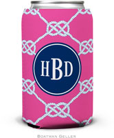 Personalized Can Koozies by Boatman Geller (Nautical Knot Raspberry Preset)