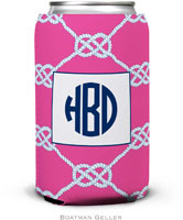 Personalized Can Koozies by Boatman Geller (Nautical Knot Raspberry)