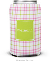 Personalized Can Koozies by Boatman Geller (Miller Check Pink & Green Preset)