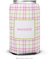 Personalized Can Koozies by Boatman Geller (Miller Check Pink & Green)