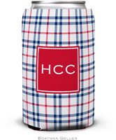 Personalized Can Koozies by Boatman Geller (Miller Check Navy & Red Preset)
