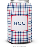 Personalized Can Koozies by Boatman Geller (Miller Check Navy & Red)