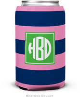 Personalized Can Koozies by Boatman Geller (Rugby Navy & Pink Preset)