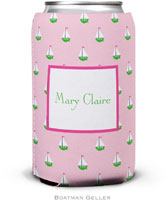 Personalized Can Koozies by Boatman Geller (Little Sailboat Pink)
