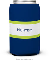 Personalized Can Koozies by Boatman Geller (Stripe Navy & Lime)