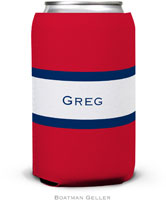 Personalized Can Koozies by Boatman Geller (Stripe Red & Navy)