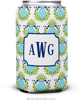 Personalized Can Koozies by Boatman Geller (Pineapple Repeat Teal)