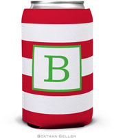 Personalized Can Koozies by Boatman Geller (Awning Stripe Red)